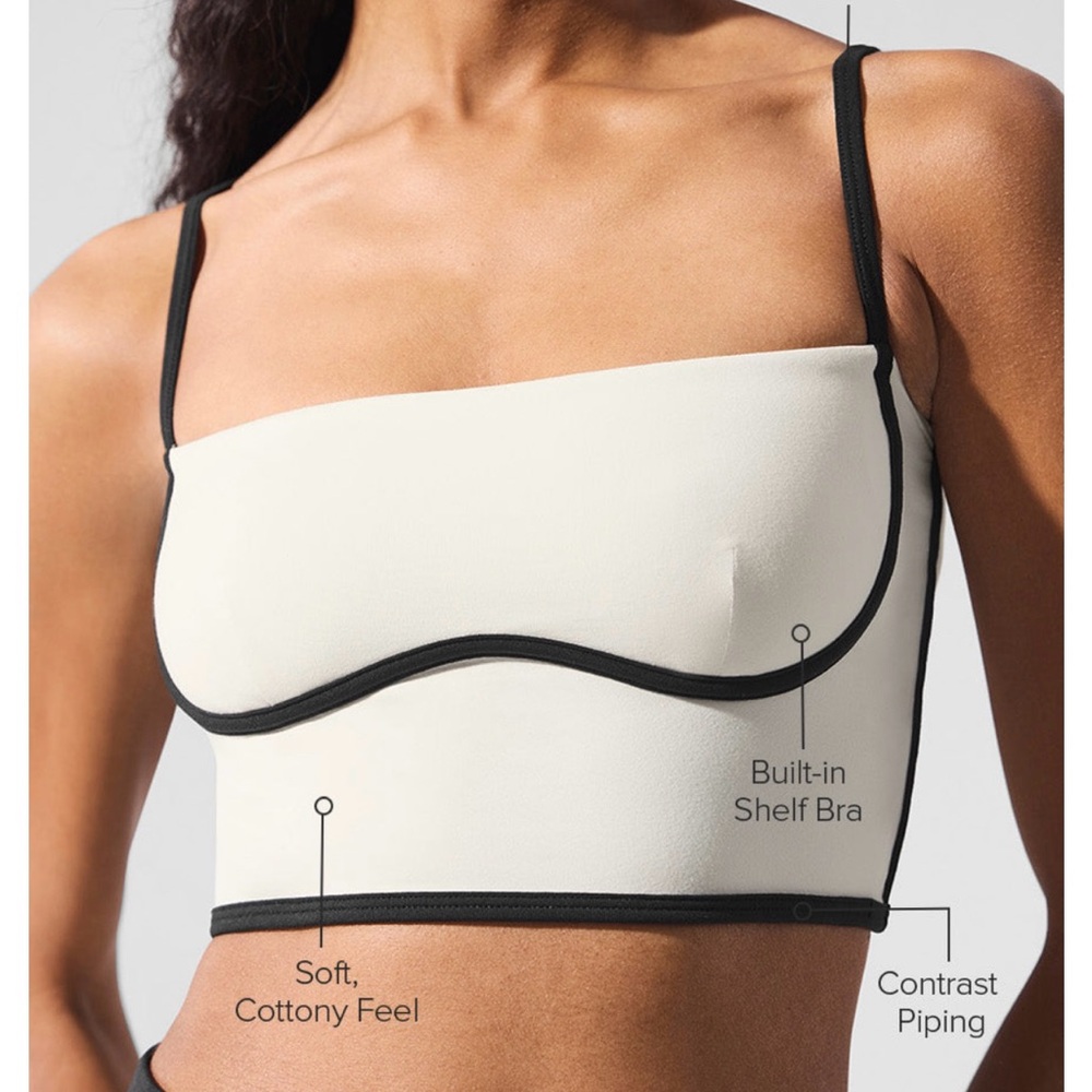 ALO Yoga Cream Bandeau with Black Trim
